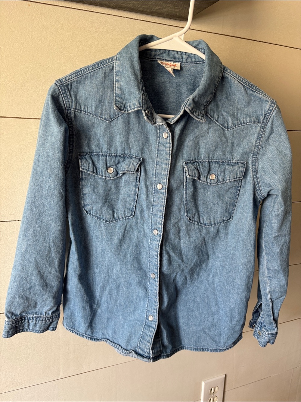 Cat & Jack Denim Western Button-Up Shirt in Light Blue